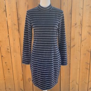 T by Alexander Wang mock neck long sleeve mini dress with cutout back detail